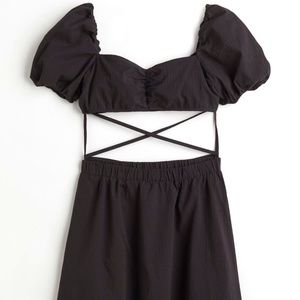 H&M Black Linen-Like Two-piece Set